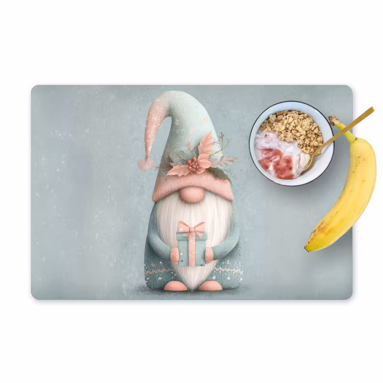 Placemat - 6 stuks - Kerstgnome - Cadeau - Groen — 1