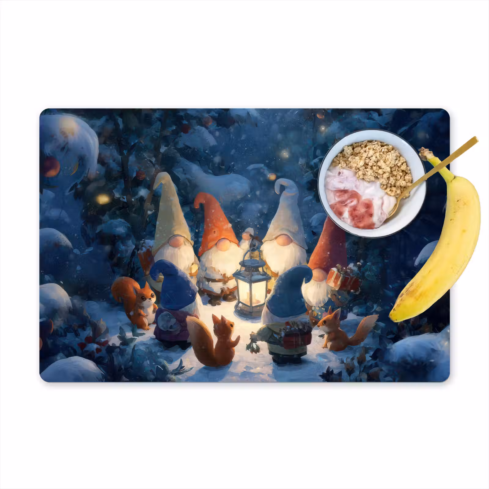 Placemat - 6 stuks - Winter - Gnooms - Eekhoorns - Meerkleurig — 1