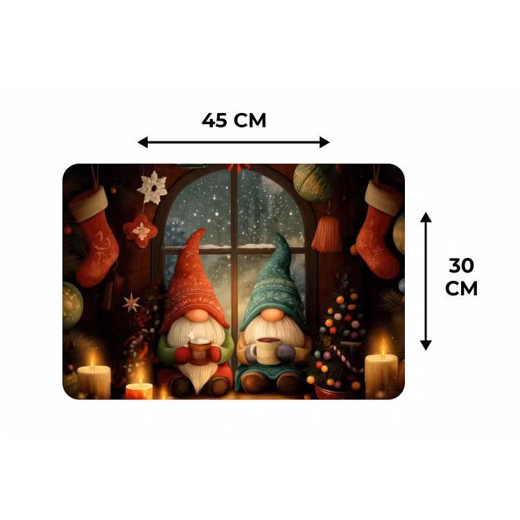 Placemat - 6 stuks - Gnooms - Kerst - Raam - Kleurrijk — 3