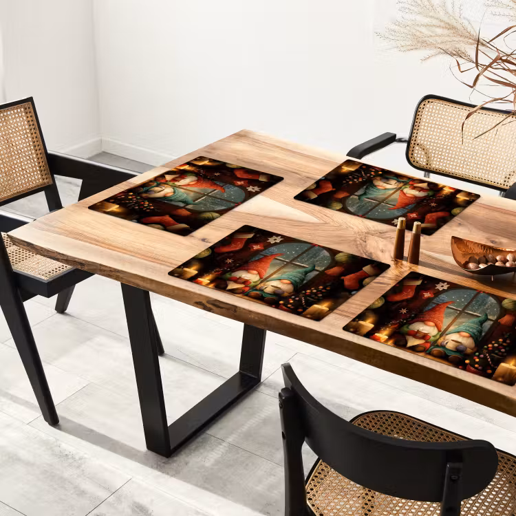 Placemat - 6 stuks - Gnooms - Kerst - Raam - Kleurrijk — 5