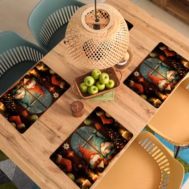 Placemat - 6 stuks - Gnooms - Kerst - Raam - Kleurrijk — 6