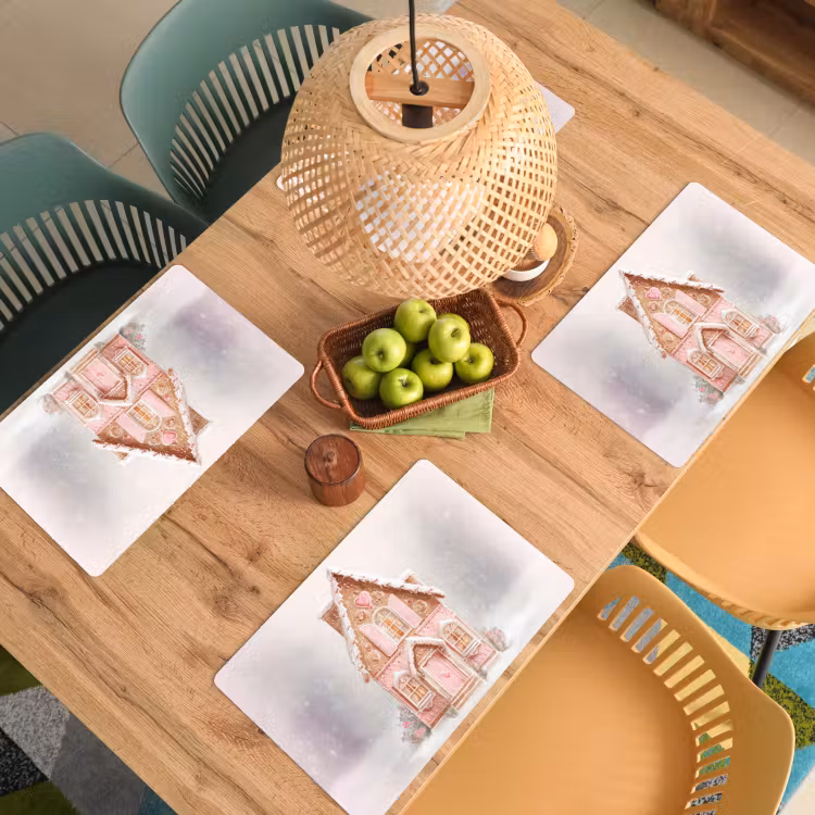 Placemat - 6 stuks - Huisje - Suiker - Pastel — 6