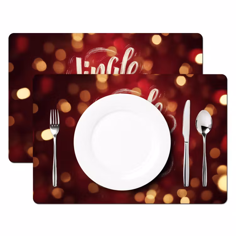 Placemat - 6 stuks - Jingle - Bells - Kerst - Rood — 2
