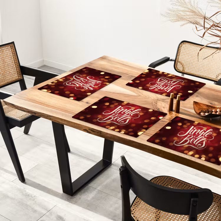 Placemat - 6 stuks - Jingle - Bells - Kerst - Rood — 5