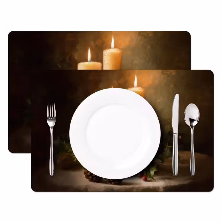 Placemat - 6 stuks - Kaarslicht - Kerst - Veelkleurig — 2