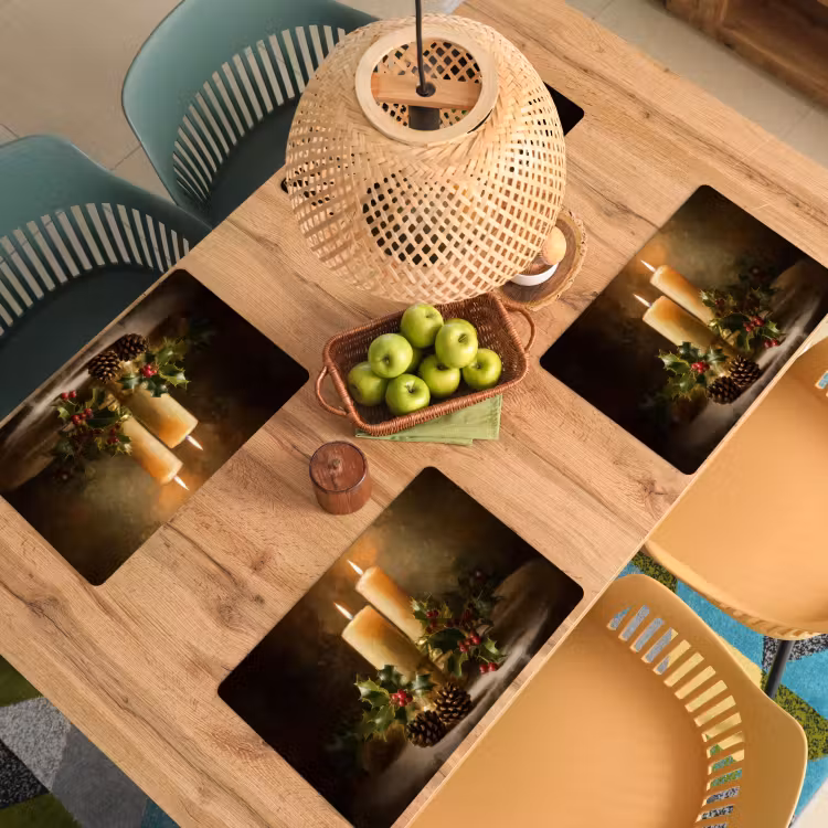Placemat - 6 stuks - Kaarslicht - Kerst - Veelkleurig — 6