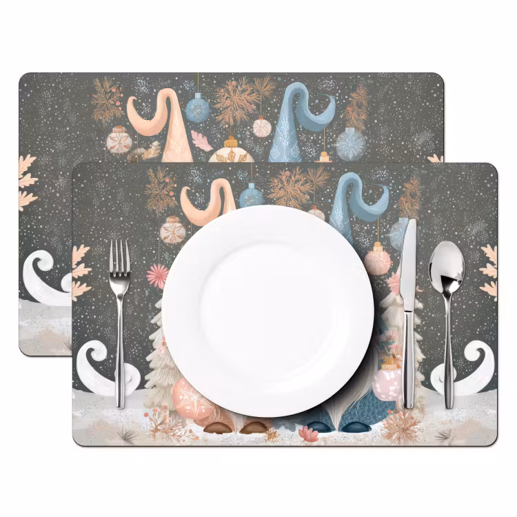 Placemat - 6 stuks - Kerst - Gnomen - Pastel — 2