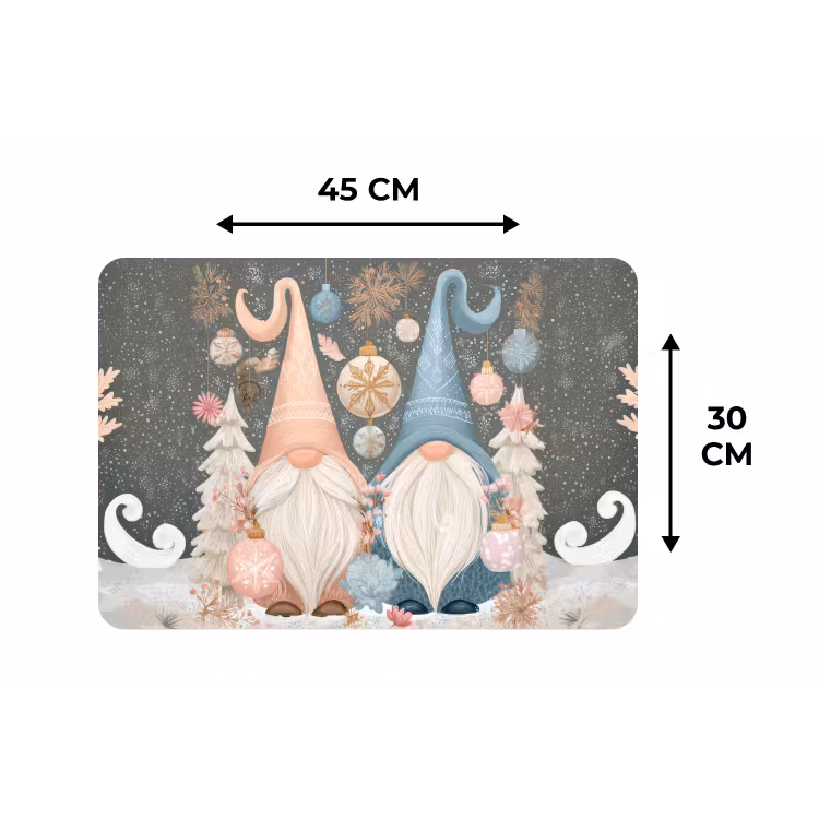 Placemat - 6 stuks - Kerst - Gnomen - Pastel — 3