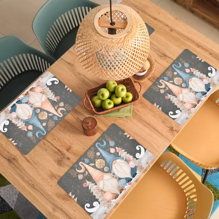 Placemat - 6 stuks - Kerst - Gnomen - Pastel — 6