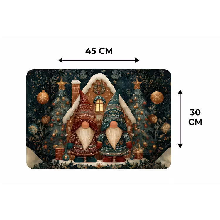 Placemat - 6 stuks - Kerst - Gnomen - Peperkoekhuisje - Rood - Groen — 3