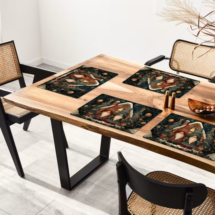 Placemat - 6 stuks - Kerst - Gnomen - Peperkoekhuisje - Rood - Groen — 5