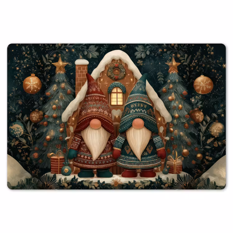 Placemat - 6 stuks - Kerst - Gnomen - Peperkoekhuisje - Rood - Groen — 7