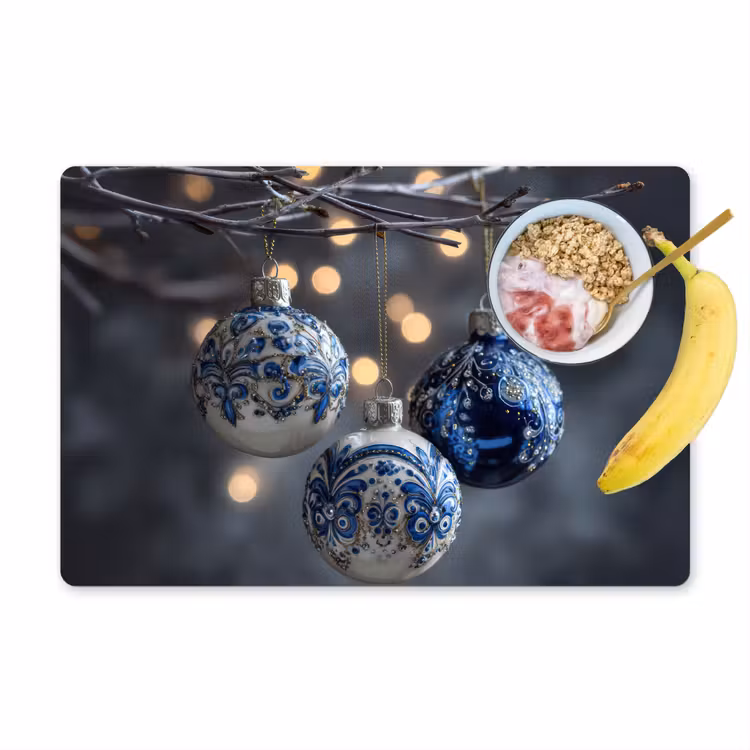 Placemat - 6 stuks - Kerstbal - Versierd - Blauw — 1