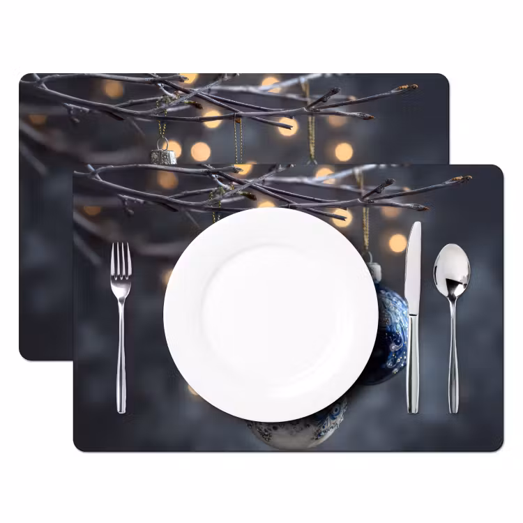 Placemat - 6 stuks - Kerstbal - Versierd - Blauw — 2
