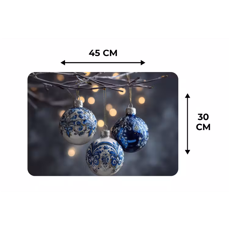 Placemat - 6 stuks - Kerstbal - Versierd - Blauw — 3