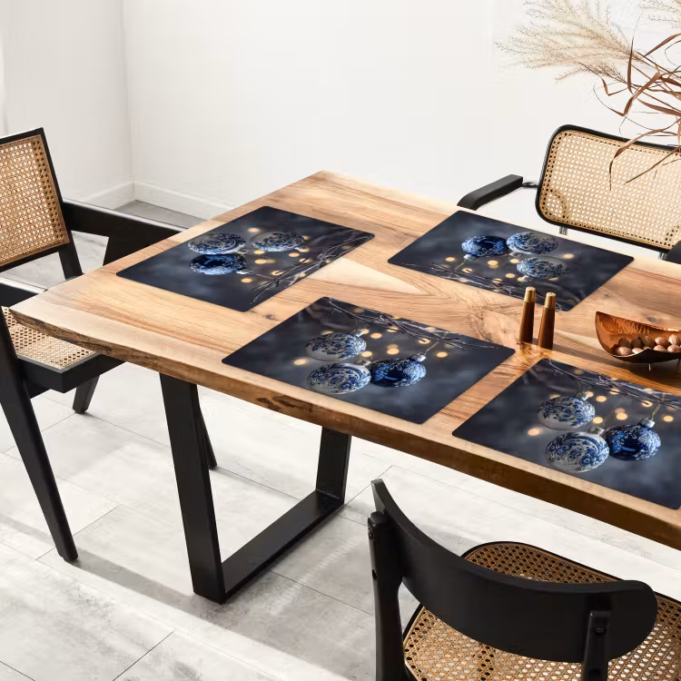 Placemat - 6 stuks - Kerstbal - Versierd - Blauw — 5