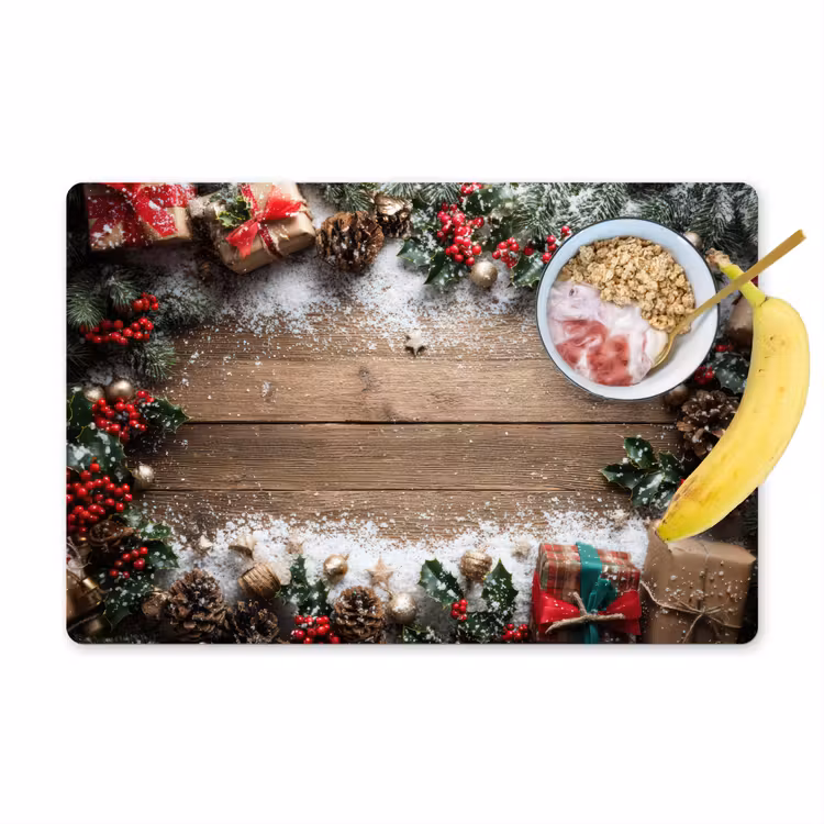 Placemat - 6 stuks - Kerstdecoratie - Geschenken - Hout - Veelkleurig — 1