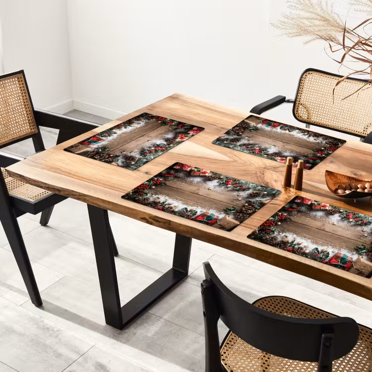 Placemat - 6 stuks - Kerstdecoratie - Geschenken - Hout - Veelkleurig — 5