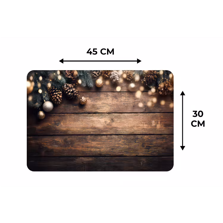 Placemat - 6 stuks - Kerstdecoratie - Houten - Dennenappel - Bruin — 3