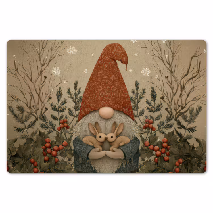 Placemat - 6 stuks - Kerstgnome - Konijntjes - Kleurrijk — 7