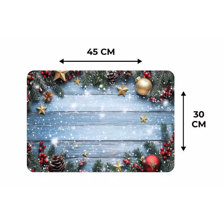 Placemat - 6 stuks - Kerstomlijsting - Sneeuw - Meerkleurig — 3