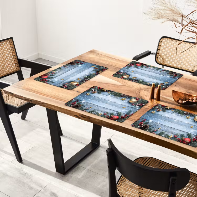 Placemat - 6 stuks - Kerstomlijsting - Sneeuw - Meerkleurig — 5