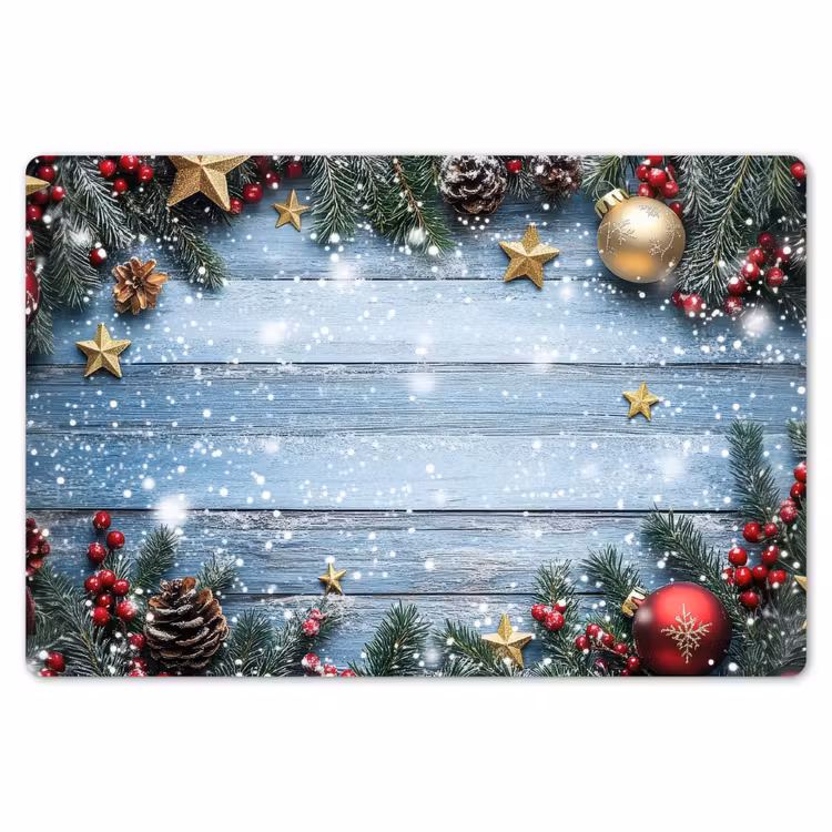 Placemat - 6 stuks - Kerstomlijsting - Sneeuw - Meerkleurig — 7