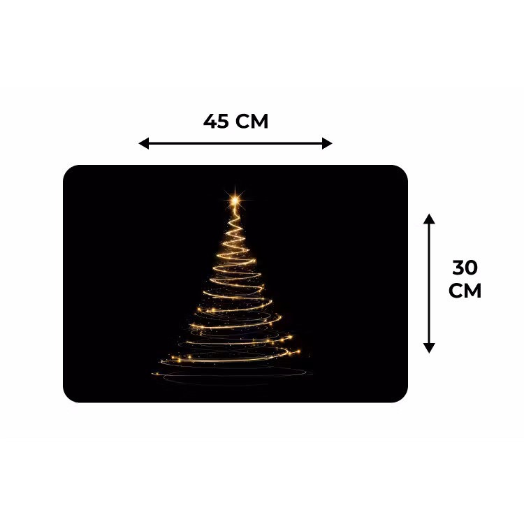Placemat - 6 stuks - Magisch - Kerstboom - Lichtspiralen - Zwart — 3