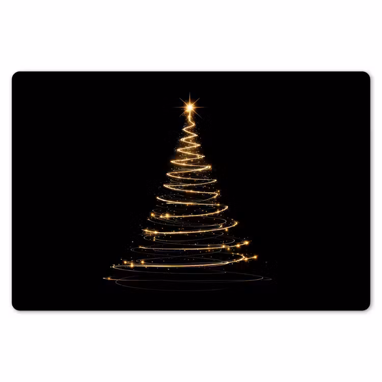 Placemat - 6 stuks - Magisch - Kerstboom - Lichtspiralen - Zwart — 7