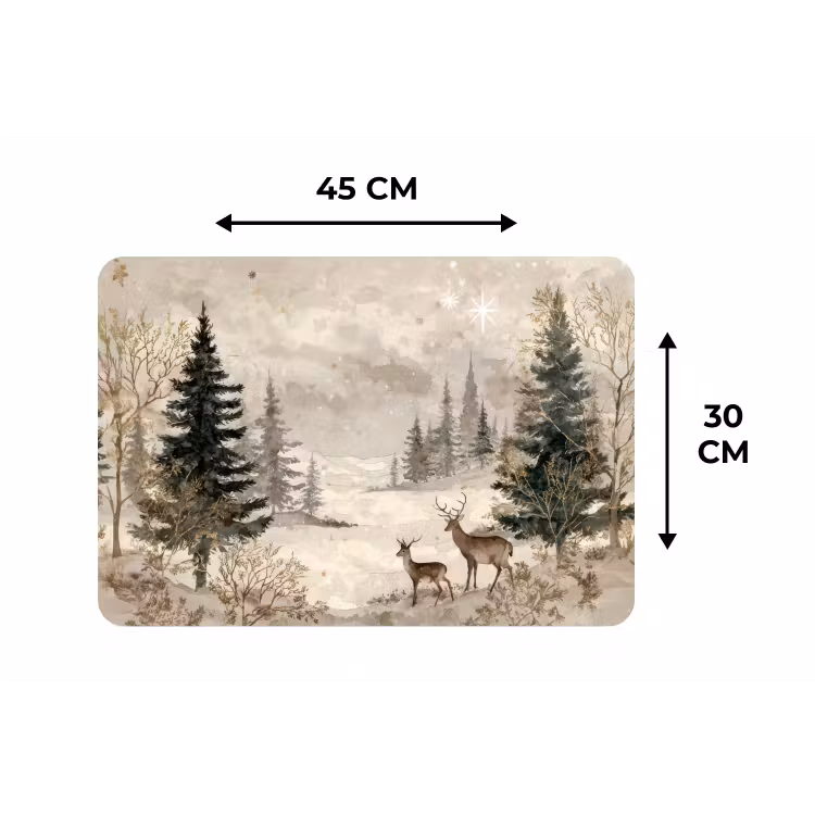 Placemat - 6 stuks - Bos - Herten - Winter - Sneeuw — 3