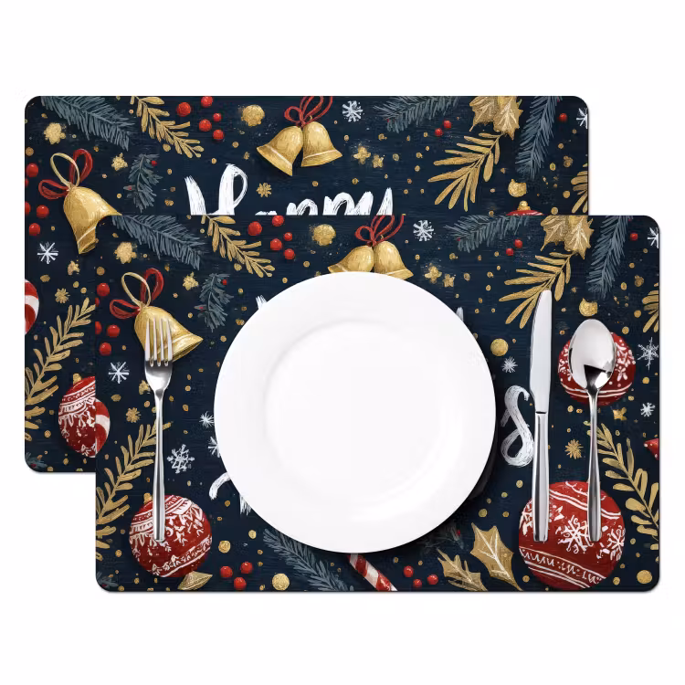 Placemat - 6 stuks - Feestelijk - Kerstgroet - Kleurrijk — 2
