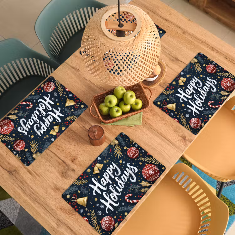 Placemat - 6 stuks - Feestelijk - Kerstgroet - Kleurrijk — 6