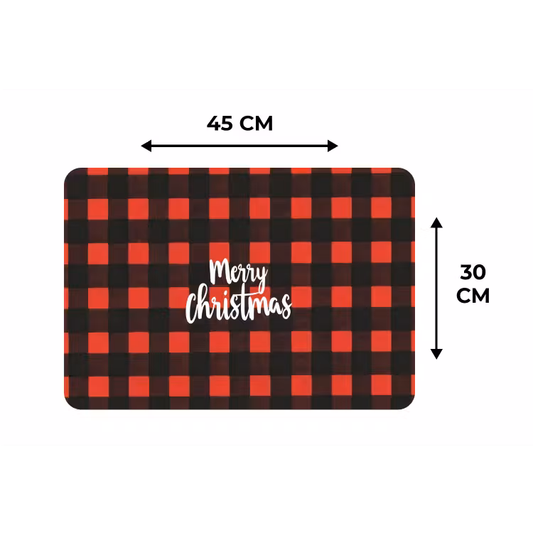 Placemat - 6 stuks - Geruit - Rood - Tekst - Christmas — 3
