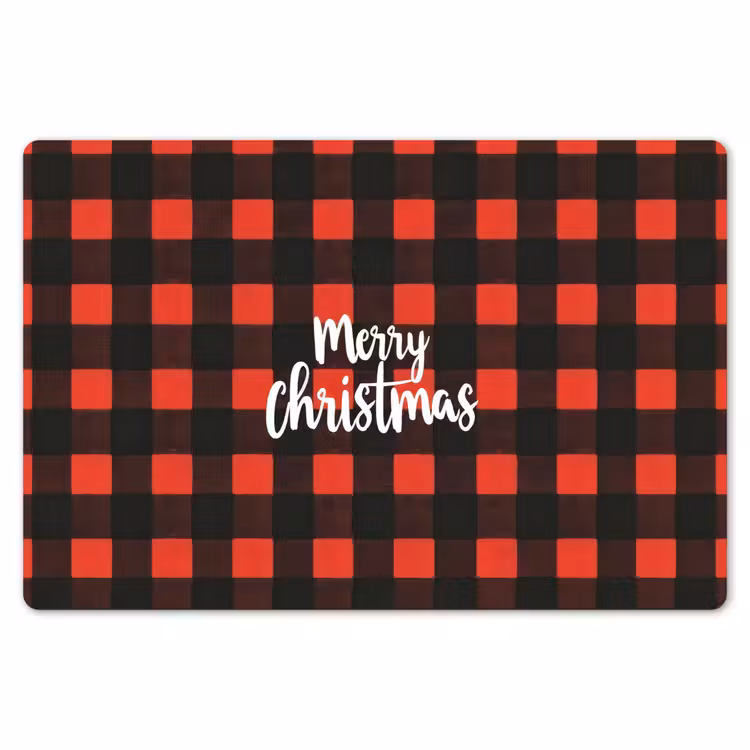 Placemat - 6 stuks - Geruit - Rood - Tekst - Christmas — 7