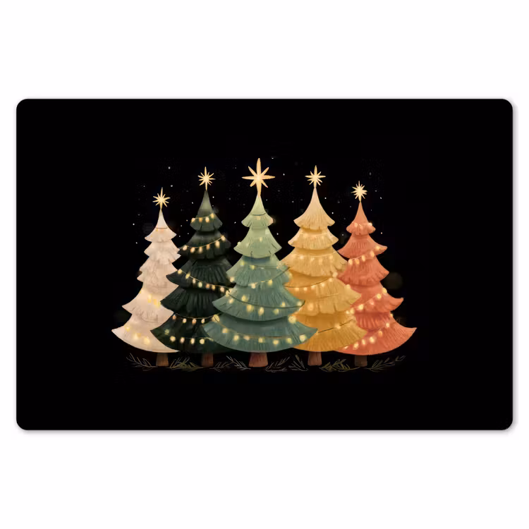 Placemat - 6 stuks - Kerstbomen - Kleurrijk - Lichtjes - Ster — 7