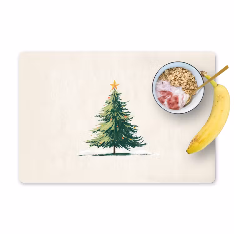 Placemat - 6 stuks - Kerstboom - Illustratie - Ster - Sneeuw — 1