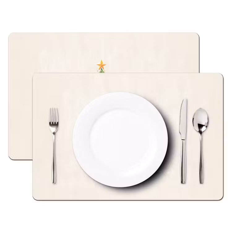 Placemat - 6 stuks - Kerstboom - Illustratie - Ster - Sneeuw — 2