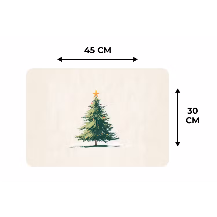 Placemat - 6 stuks - Kerstboom - Illustratie - Ster - Sneeuw — 3