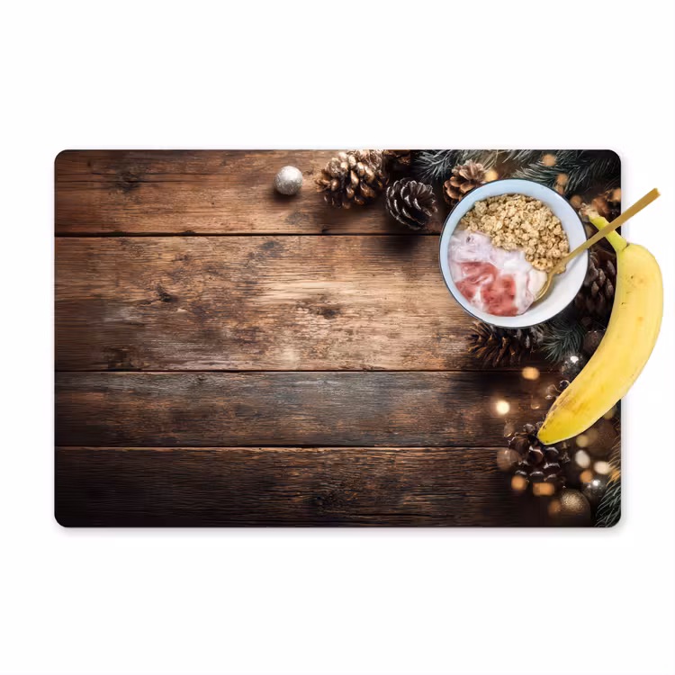 Placemat - 6 stuks - Kersthoekdecoratie - Dennenappels - Lichtjes — 1