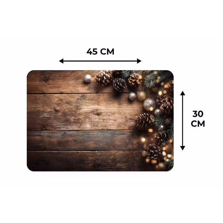 Placemat - 6 stuks - Kersthoekdecoratie - Dennenappels - Lichtjes — 3