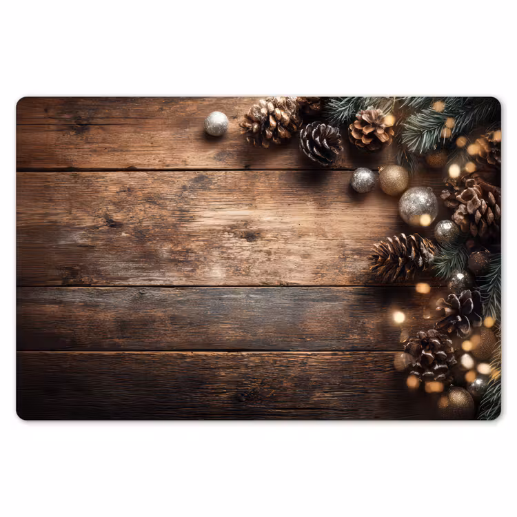 Placemat - 6 stuks - Kersthoekdecoratie - Dennenappels - Lichtjes — 7