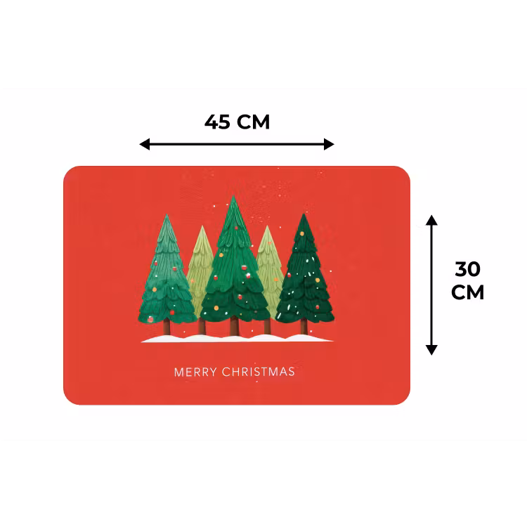 Placemat - 6 stuks - Minimalistisch - Kerstbomen - Rood - Sneeuw — 3