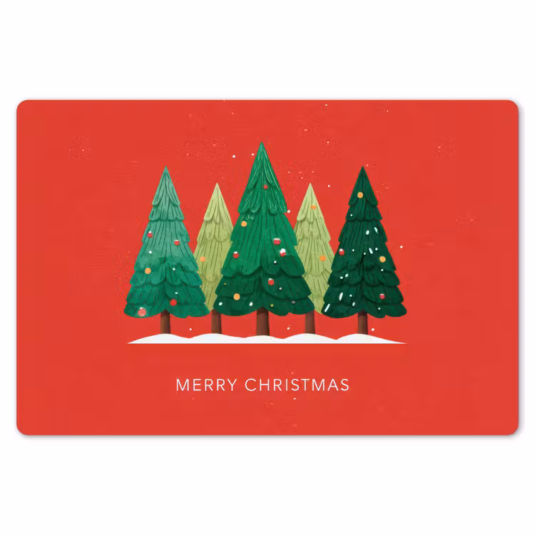 Placemat - 6 stuks - Minimalistisch - Kerstbomen - Rood - Sneeuw — 7