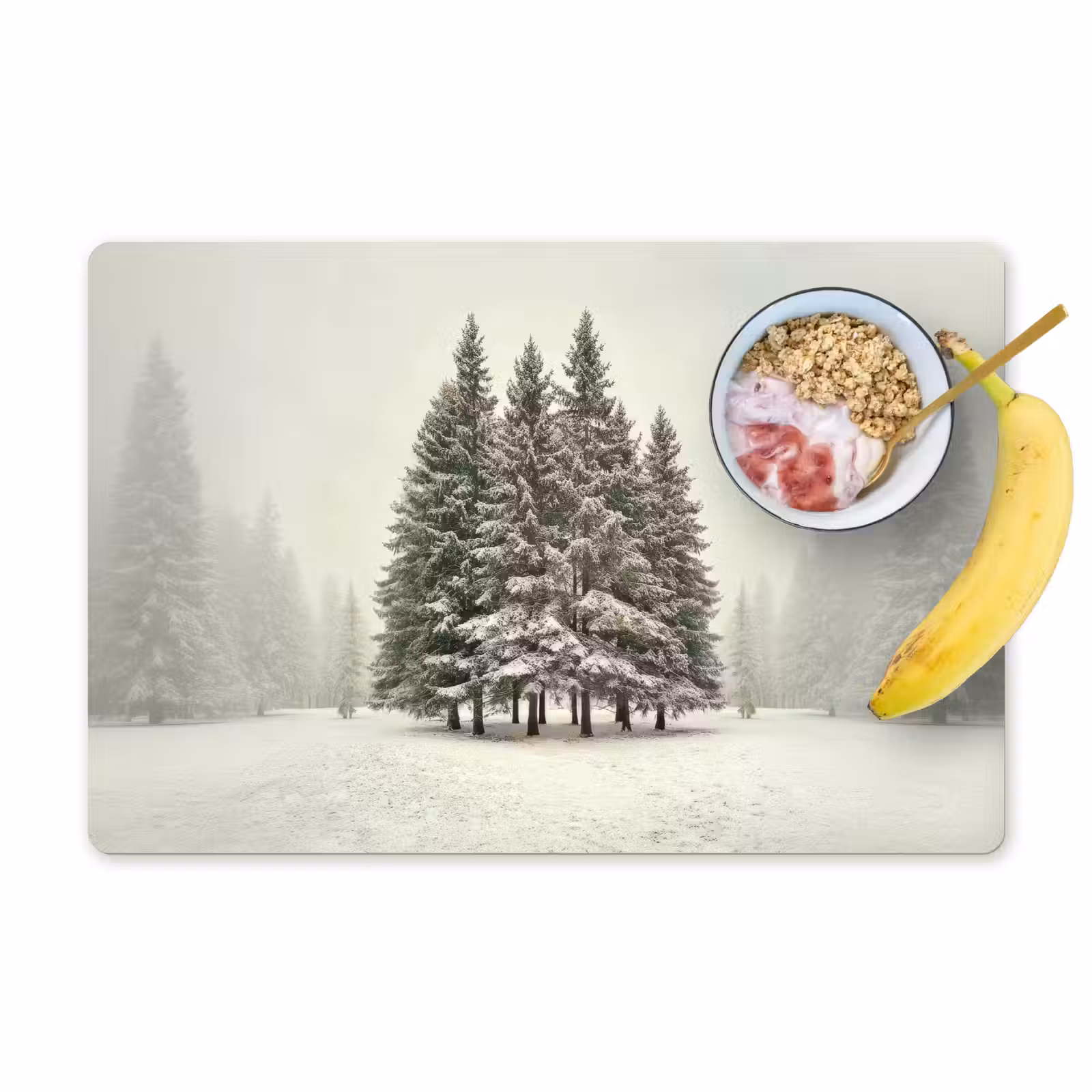 Placemat - 6 stuks - Bomen - Sneeuw - Wit — 1