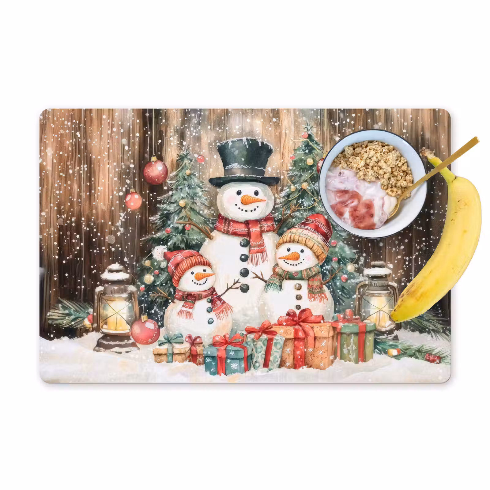 Placemat - 6 stuks - Sneeuwpop - Familie - Kleurrijk — 1