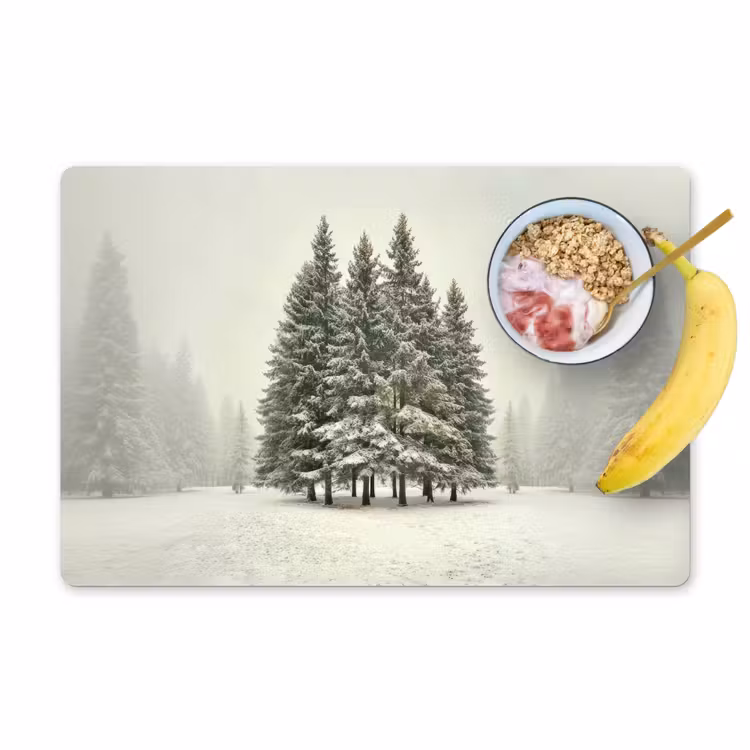 Placemat - 6 stuks - Bomen - Sneeuw - Wit — 1