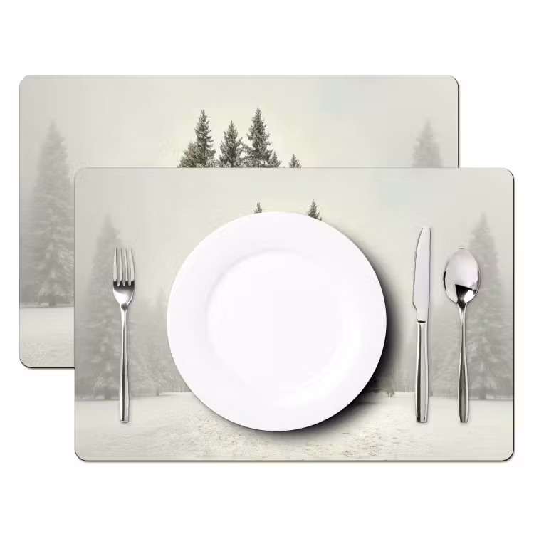 Placemat - 6 stuks - Bomen - Sneeuw - Wit — 2