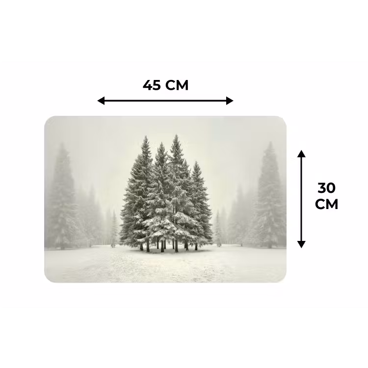 Placemat - 6 stuks - Bomen - Sneeuw - Wit — 3