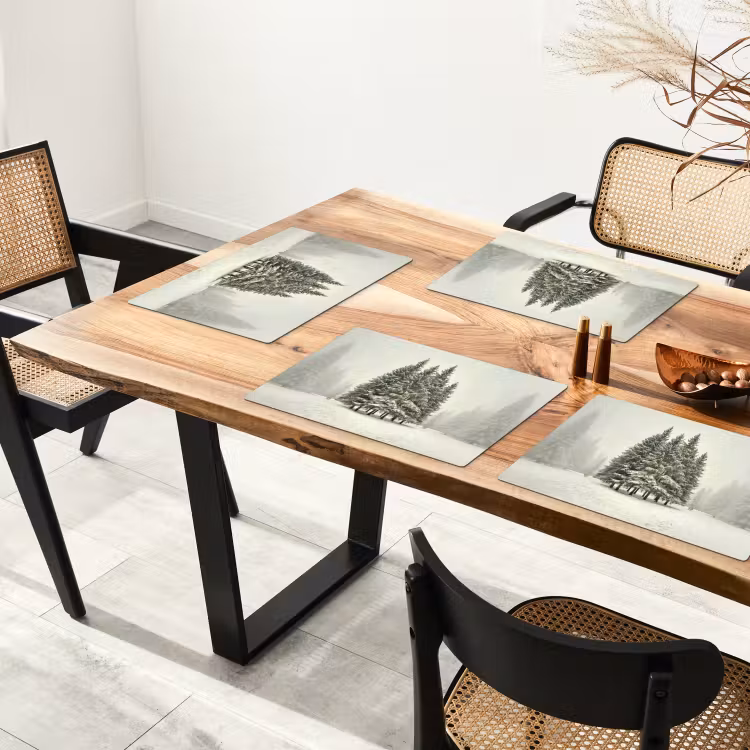 Placemat - 6 stuks - Bomen - Sneeuw - Wit — 5