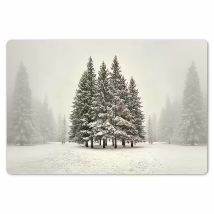 Placemat - 6 stuks - Bomen - Sneeuw - Wit — 7